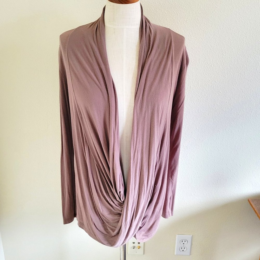 Free to Live Beige/Brown Lightweight Long-sleeved Criss Cross Pullover Top